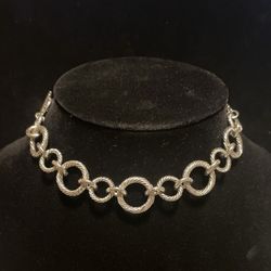 Really Cool Vintage Silver Tone Large Ribbed Link Choker Necklace