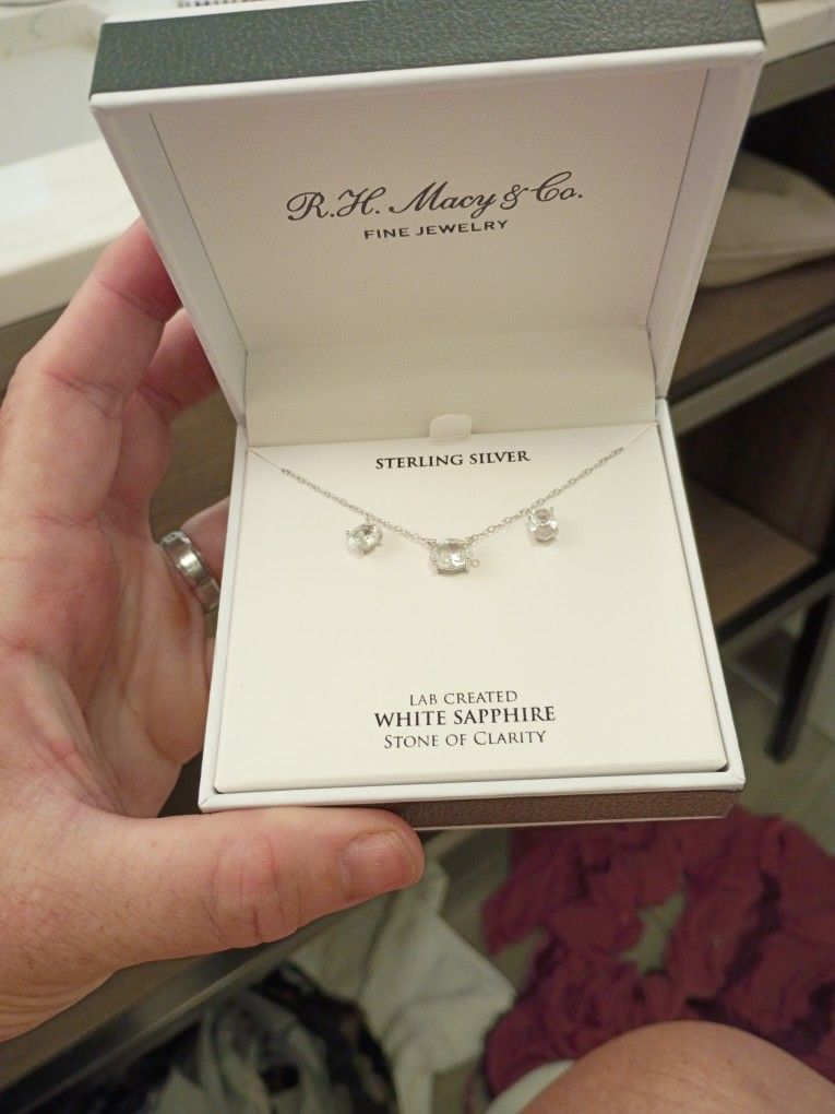 Brand-new White Sapphire Necklace&Earrings
