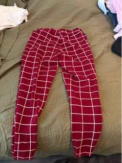 SHEIN red and white striped dress pants