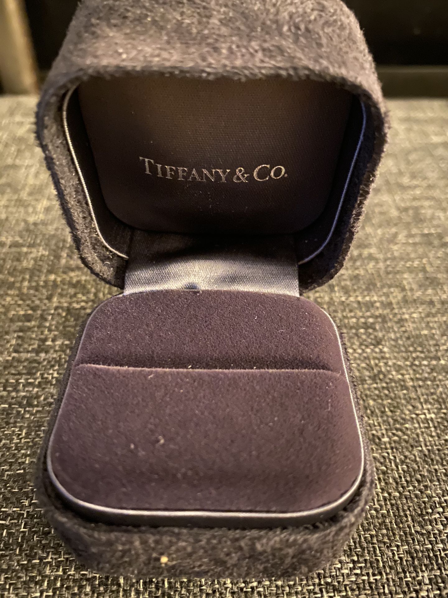 Tiffany & Co Black Suede Engagement Ring Box