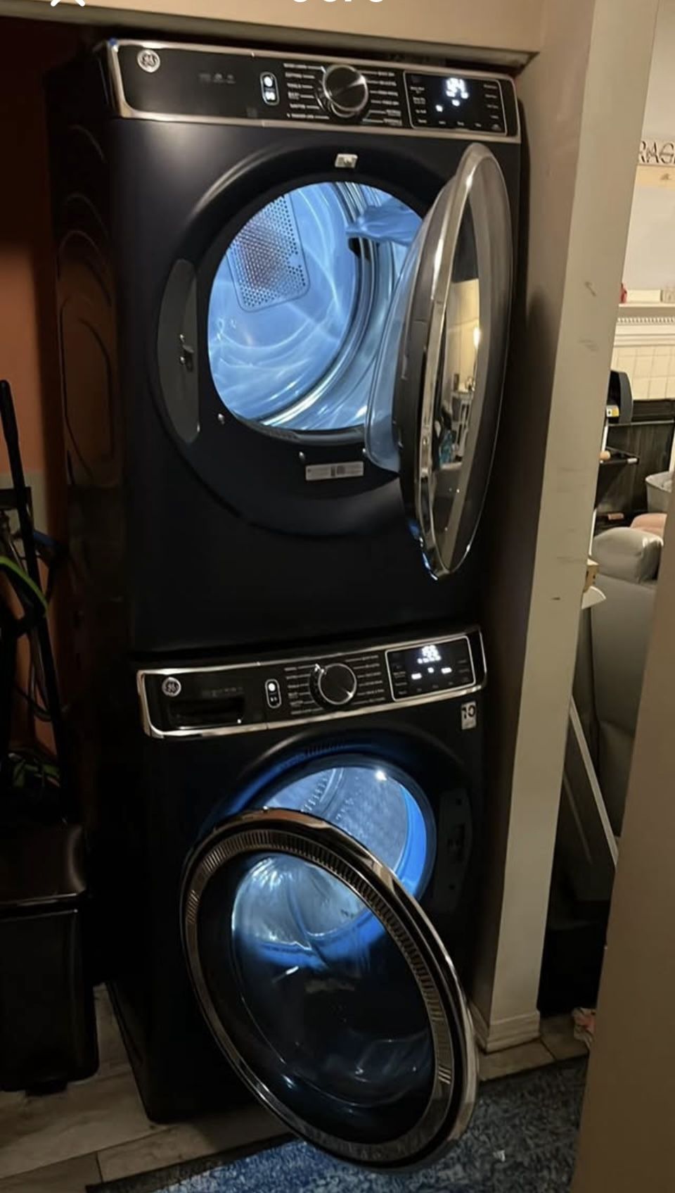 New 2023 GE Profile Smart Washer & Electric Dryer Set (Sapphire Blue, Stackable, UltraFres