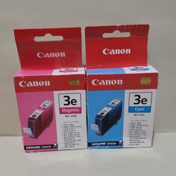 New Genuine Canon 3e Cyan & Magenta Ink Cartridges Set Of 2.
