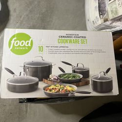 Food Network Black Nonstick Ceramic Coated Cookware Set Kitchen Pots Pans