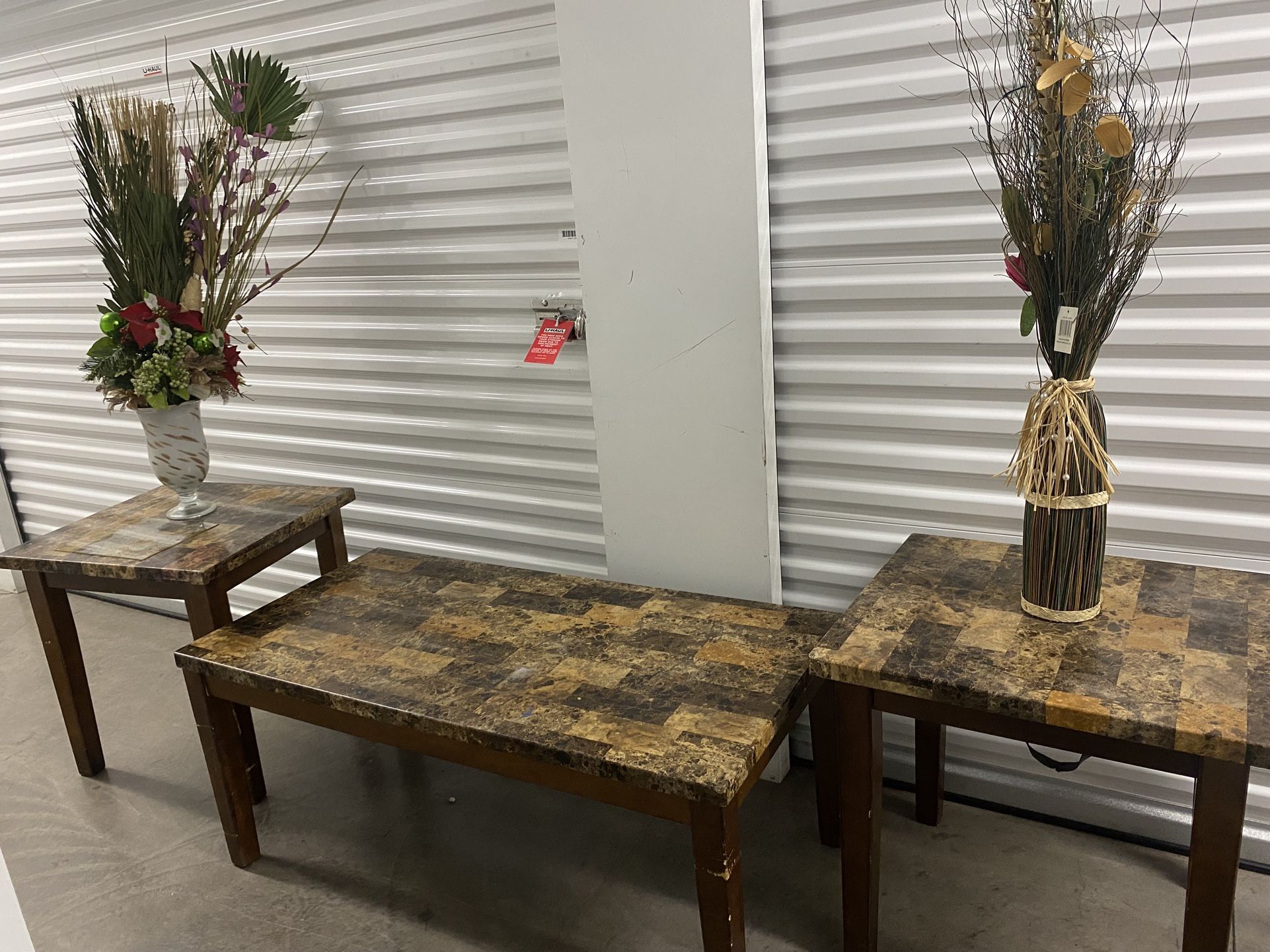 Faux Marble Coffee & 2 End Tables Set