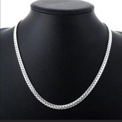 24" 5mm Cuban Link 925 Sterling Silver Necklace