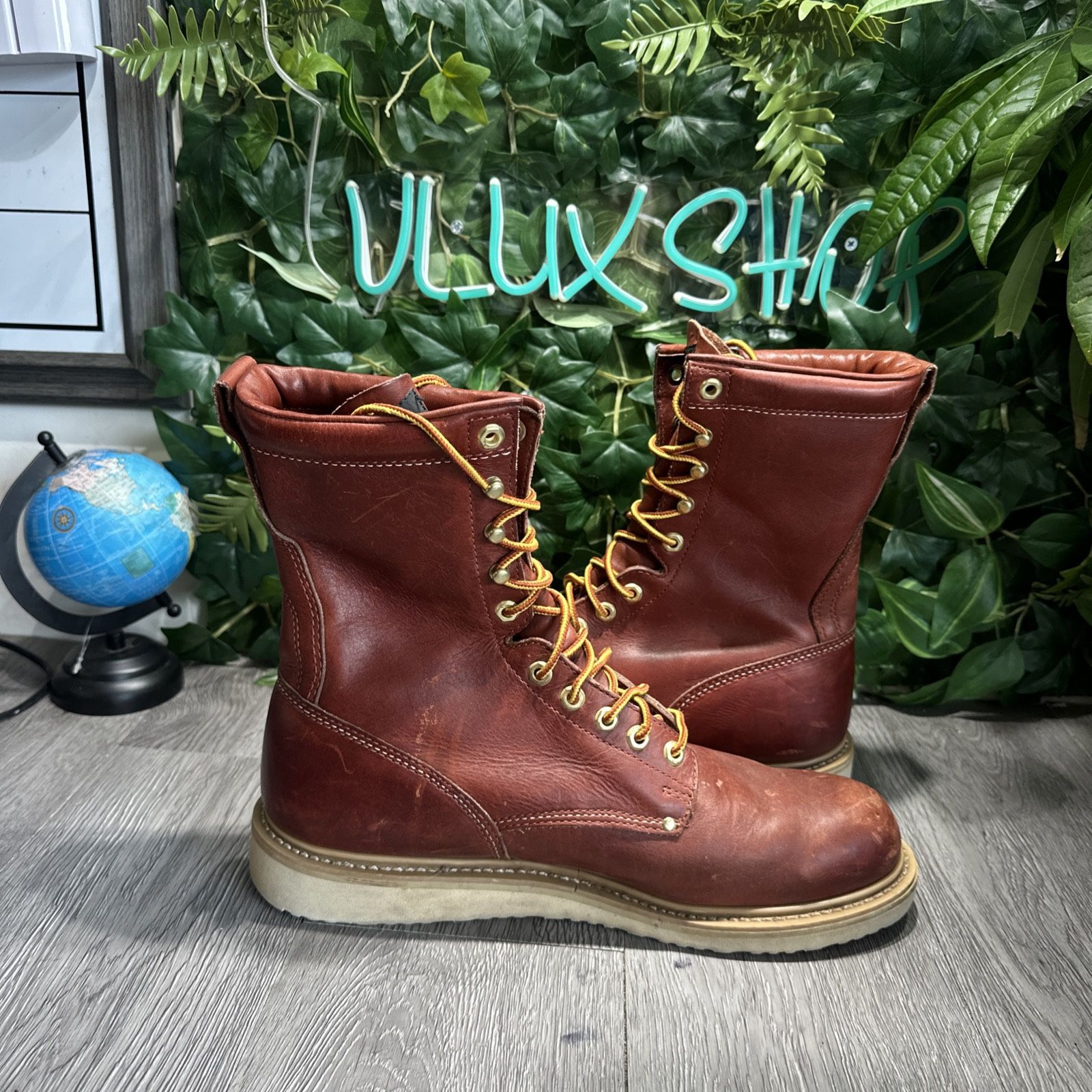 Carolina AMP MX 8” Brown Red Work Boots Round Soft Toe Shoes Men Size 12 M Carolina AMP MX 8” Brown Red Work Boots Round Soft Toe Shoes  main image 3