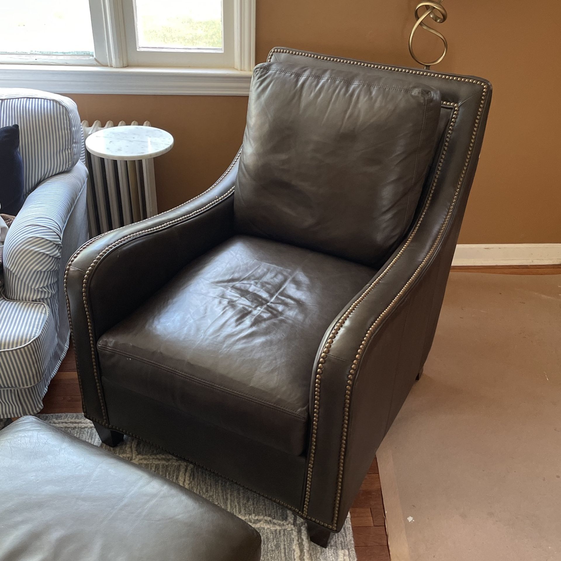 Leather Chair and Ottoman