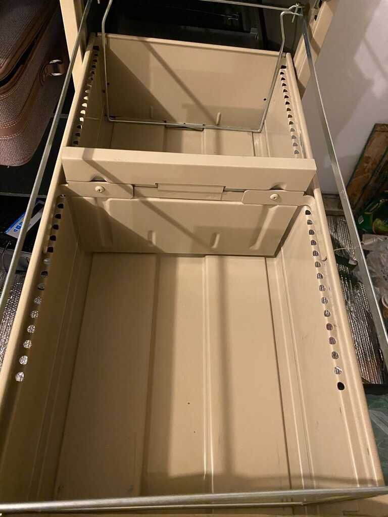 Putty / Beige Almond Metal Vertical 4-Drawer Letter-Size Locking File Cabinet W/ Key and Folders