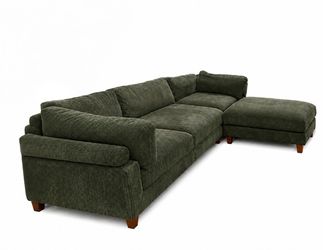Large Green Sectional Sofa with Chaise – 133” Couch + 42” x 42” Corner Piece