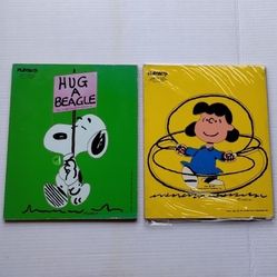 Peanuts Snoopy & Lucy Vintage Playskool Wood Board Puzzles