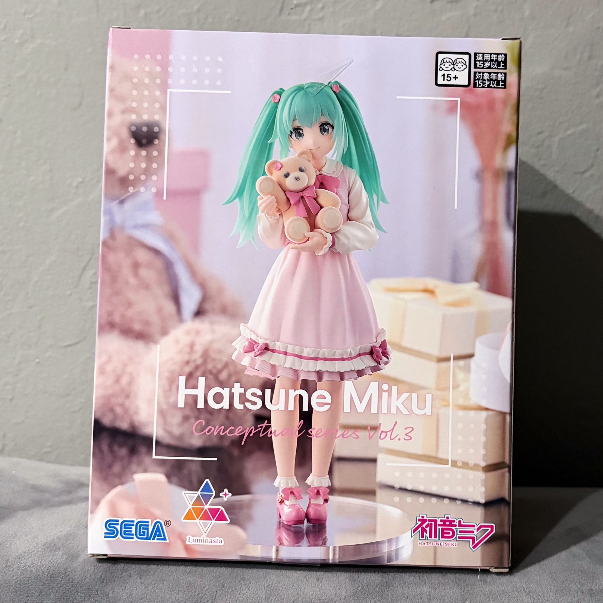 NEW IN BOX Hatsune Miku Conceptual Series Vol 3 Sega Luminasta Teddy Bear Figure Doll