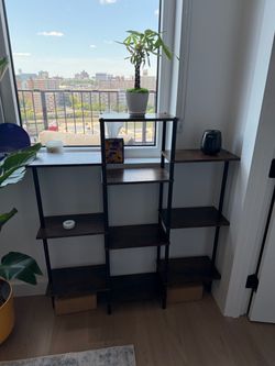 Industrial Bookshelf with Metal Frame