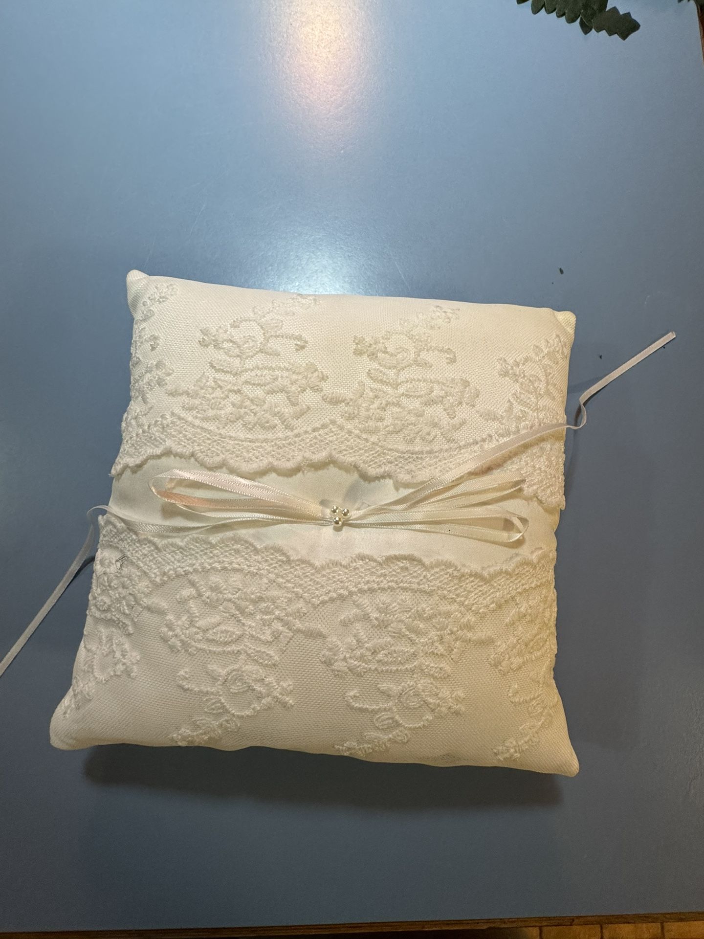 White Ring Bearer Pillow