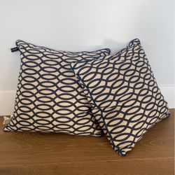 Ivory And Navy Colored Pillows Decorative Home Decor Set Of 2