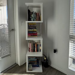 Asymmetrical Bookshelf - White & Chrome (books not included)