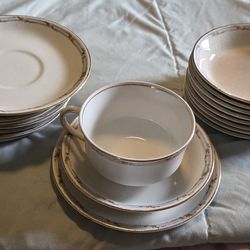 POPE-GOSSER China 9 saucers, 3 cups, and 9 small bowls