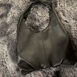 Black Faux Leather Shoulder Bag 