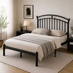 🖤 Queen Size Black Metal Canopy Bed Frame