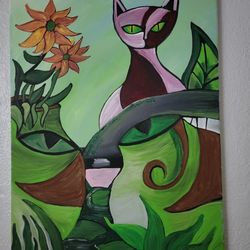 16x20 Canvas Acrylic Painting stranger cat things