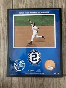 Derek Jeter Mr. November Yankees Plaque Stadium Dirt Limited Edition 44/222