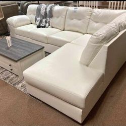 Donlen White Leather Sectional Couch With Chaise Outdoor Home Decor Patio