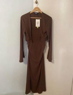 Cider Brown Ruched Maxi Dress with Cropped Bolero