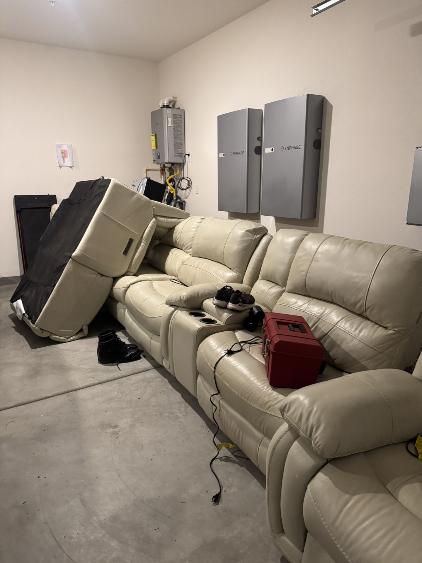 White Leather 5PC Sectional Couch