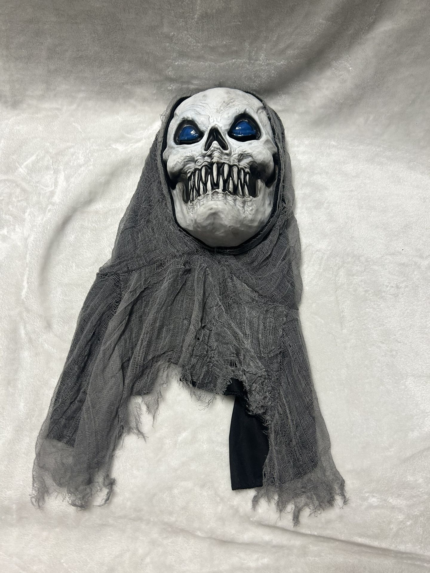 Light up Skeleton Slip On fangs mask w/ Hood Scary Halloween prop decor Costume