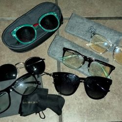 Mixed Lot Of Sunglasses & Blue Light Blocking Glasses W/Cases