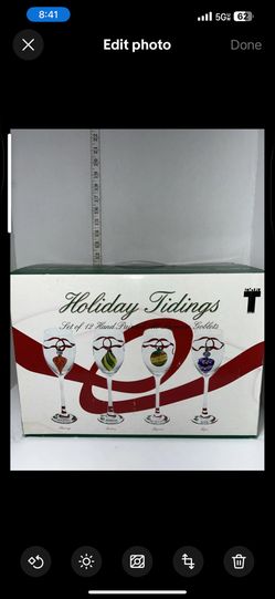 TABLA Set Of 12 Hand Painted All Purpose Christmas Goblets HOLIDAY TIDINGS - NIB