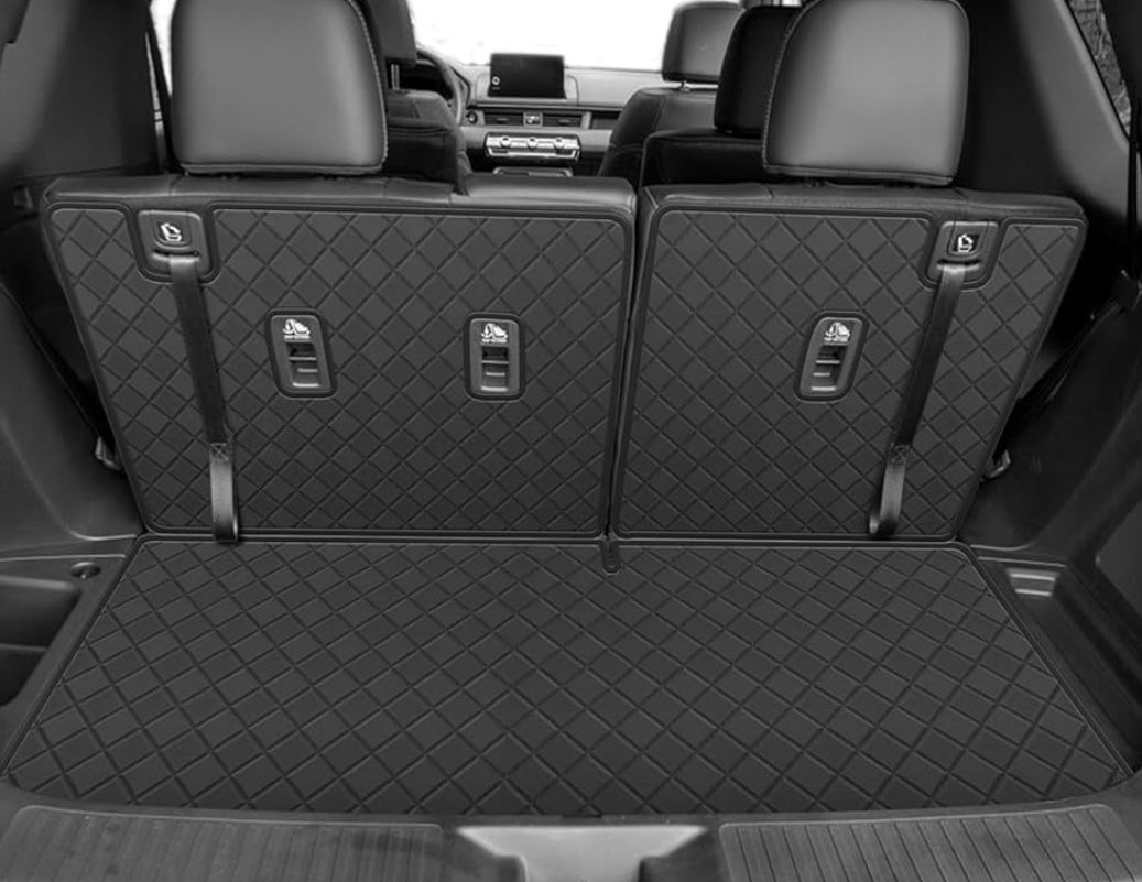 Cargo Mat & Backrest Liner for 2016-2025 Honda Pilot Black Diamond Faux Leather