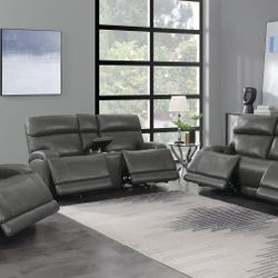 New Sofa And Love Seat With Power Recliners And Real Leather