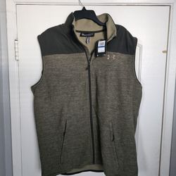 Men's Under Armor Fleece Green Army Vest Chaleco Xl