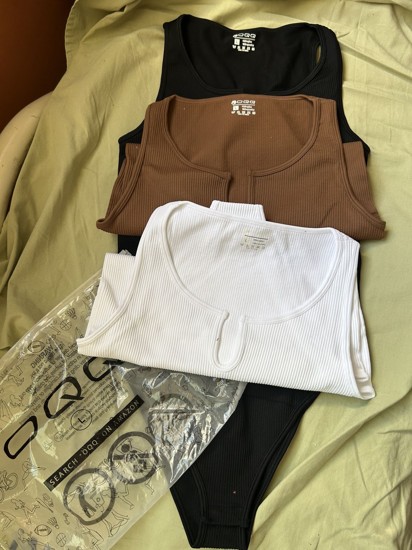 $15 Large 3pieces OQQ Ripped Sleeveless Bodysuits