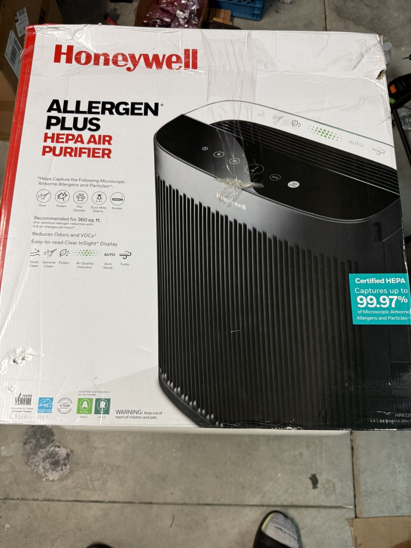 Honeywell Insight HEPA Air Purifier HPA5200B: Quiet Operation, 4 Settings, 300-500 sq. ft., CARB & Energy Star Certified