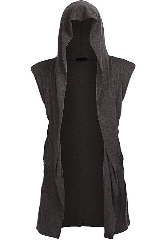 UUANG Casual Long Sleeveless Hooded Cardigan/Vest/Shawl Lightweight with Open Front - XXL