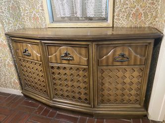 Mid Century Vintage Chinese Credenza Sidebard Solid Wood