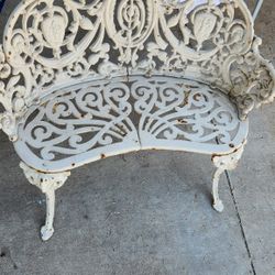 Early 20's Wrought Iron Loveseat Bench, Victorian Style 
