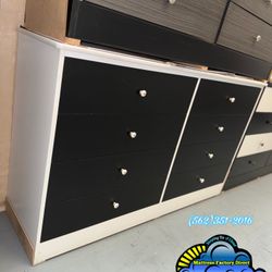 Custom White Body Black Eight Drawer Dresser New Chest 