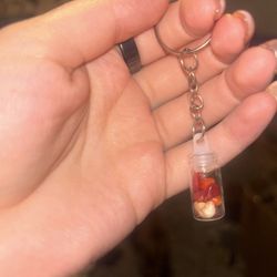 Red natural crystal key chain