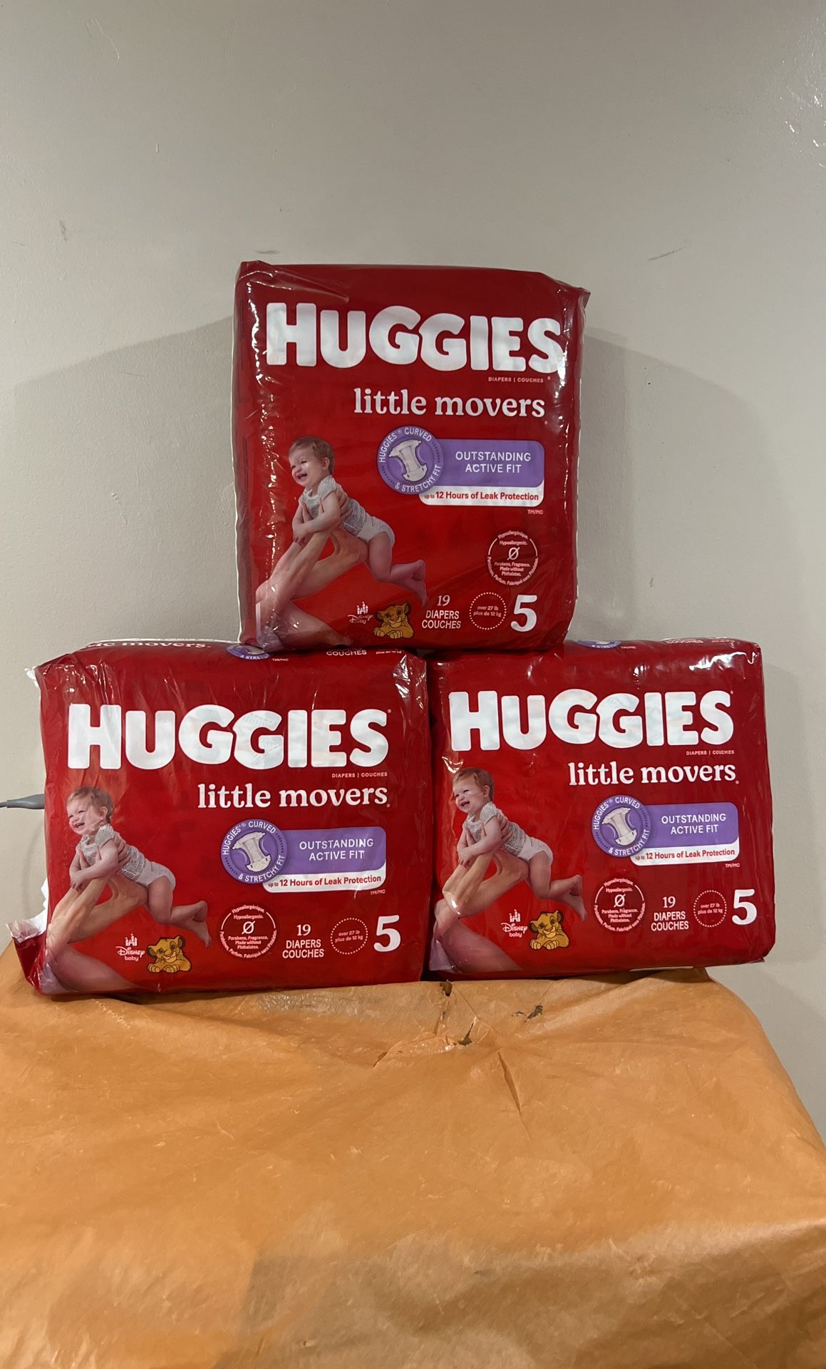 Buggies Little Movers pampers all three pack for $27