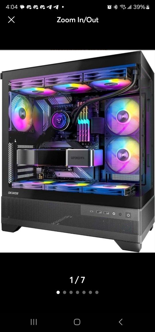 New case for game for computersAqua 7, Pre-Installed 6 120mm PWM ARGB Fan, ATX Mid Tower PC Case, Computer case with Panoramic View Tempered Glass Fro