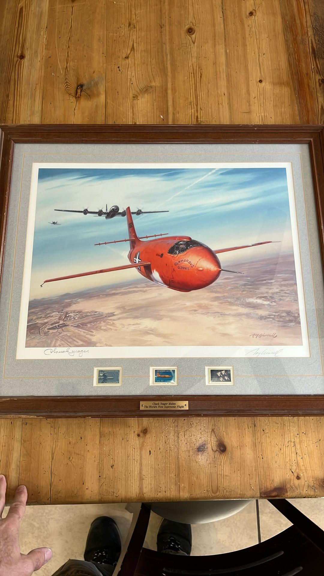 Signed CHUCK YEAGER and Roy Grinnell “World’s First Supersonic Flight” And 3 USAF Stamps.