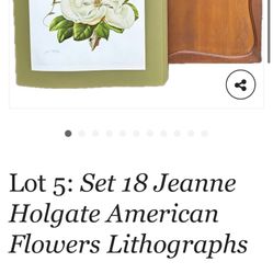 Franklin Mint Gallery Of American Art-Set 18 Jeanne Holgate American Flowers Lithographs