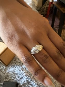 Genuine Diamond Ring, With White Gold Overlay