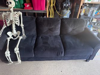 Black Microfiber 3-Seat Sofa