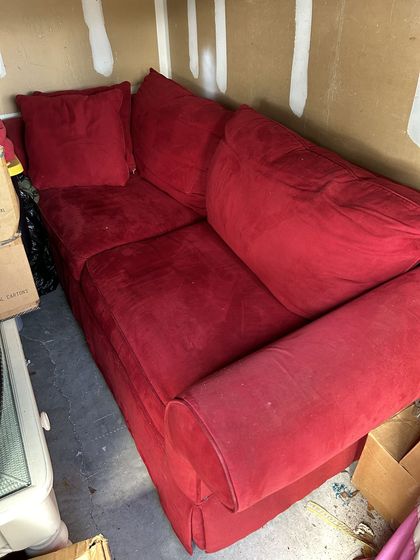 Red Microfiber Sofa