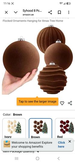 Syhood 8 Pcs 6 Inch Velvet Christmas Balls Large Velvet Ornaments Balls Xmas Tree Decorations Hanging Flocked Ornaments for Christmas Tree Home Garlan