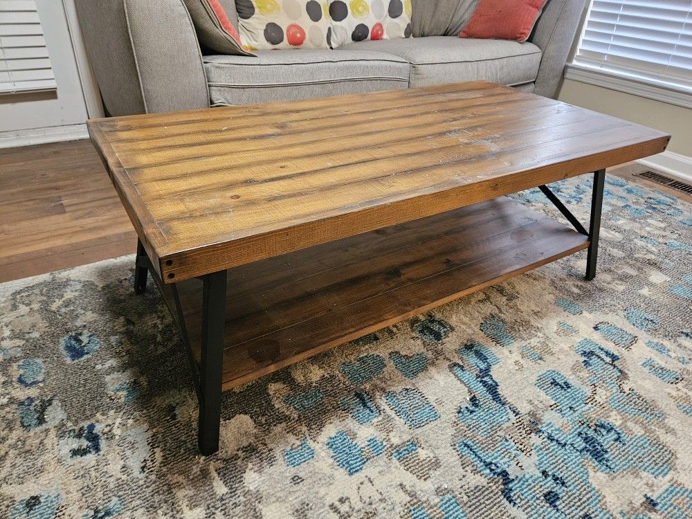 Wood And Metal Rustic Coffee Table