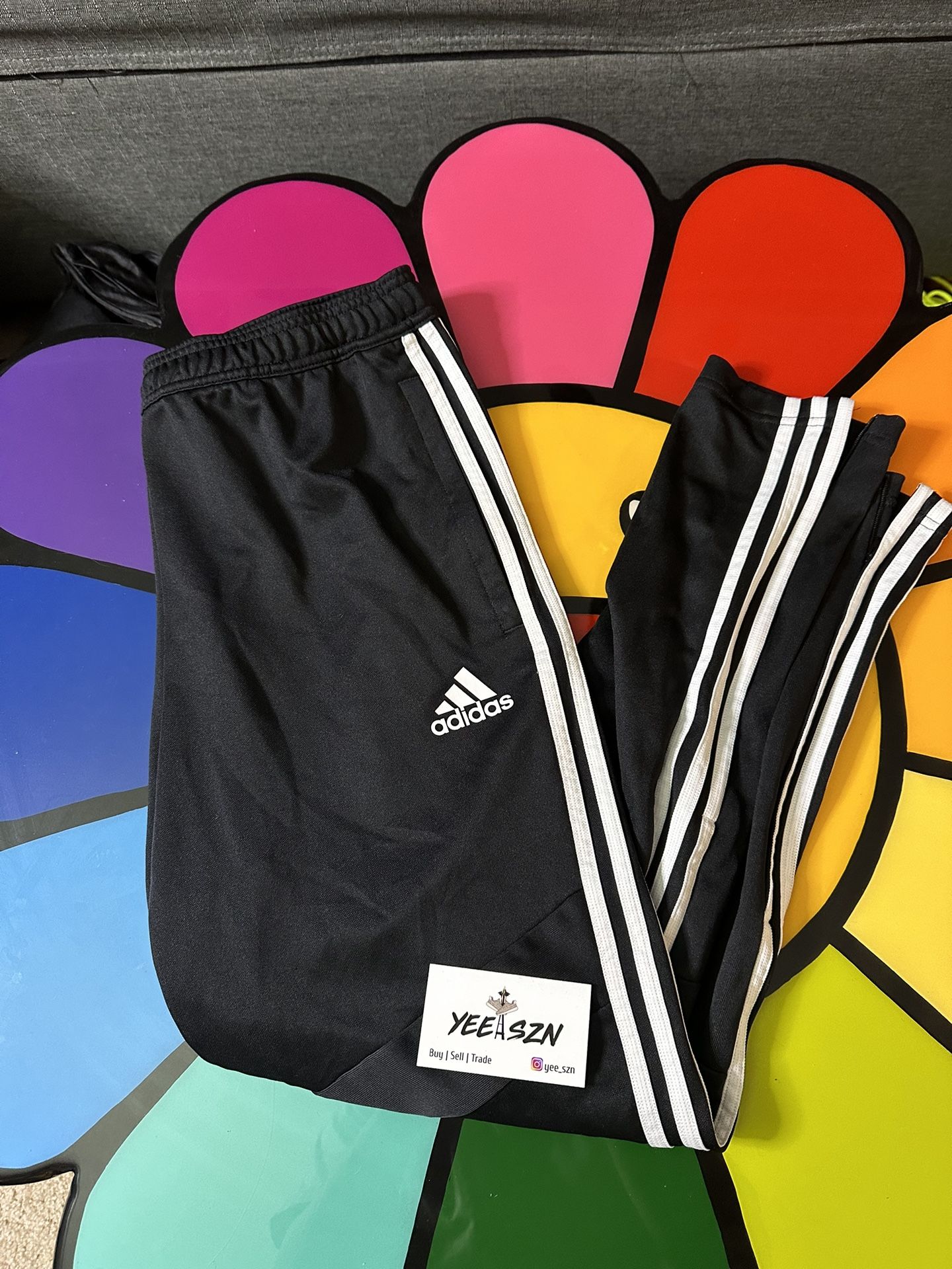 Adidas track sweatpants black size large used